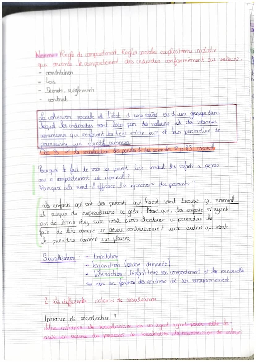 Chapitre
Comment devenons nous des acteurs et des
adrices specause ?
Definitions
SOCIALISATION : Processus par lequel un
Lindiwidi apprend a