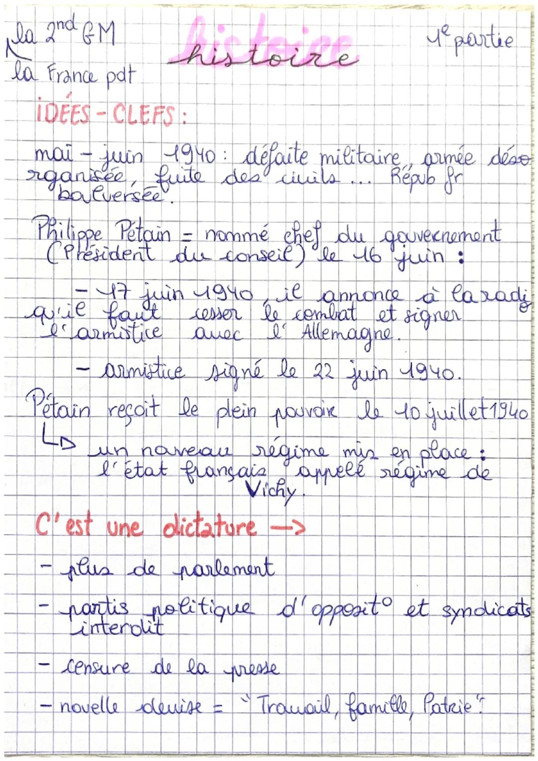 la 2nd GM
la France pat

ye partie
histoire

¡DEES-CLEFS:

mai -
rganisée, fuite des civils ... Répub fr
juin 1940: défaite militaire, armée