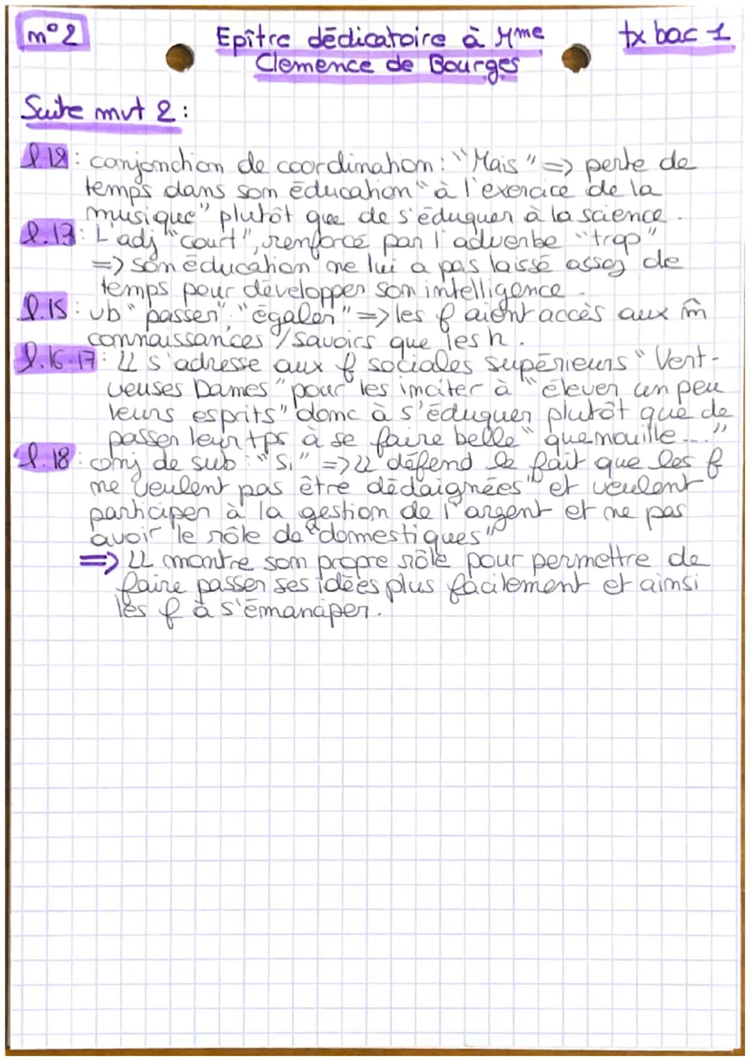 mº1
Epître dedicataire à y the
Clémence de Bourges 1555
tx bac mº1
INTRO: Louise LABE est une écrivaime française principale-
ment commue en
