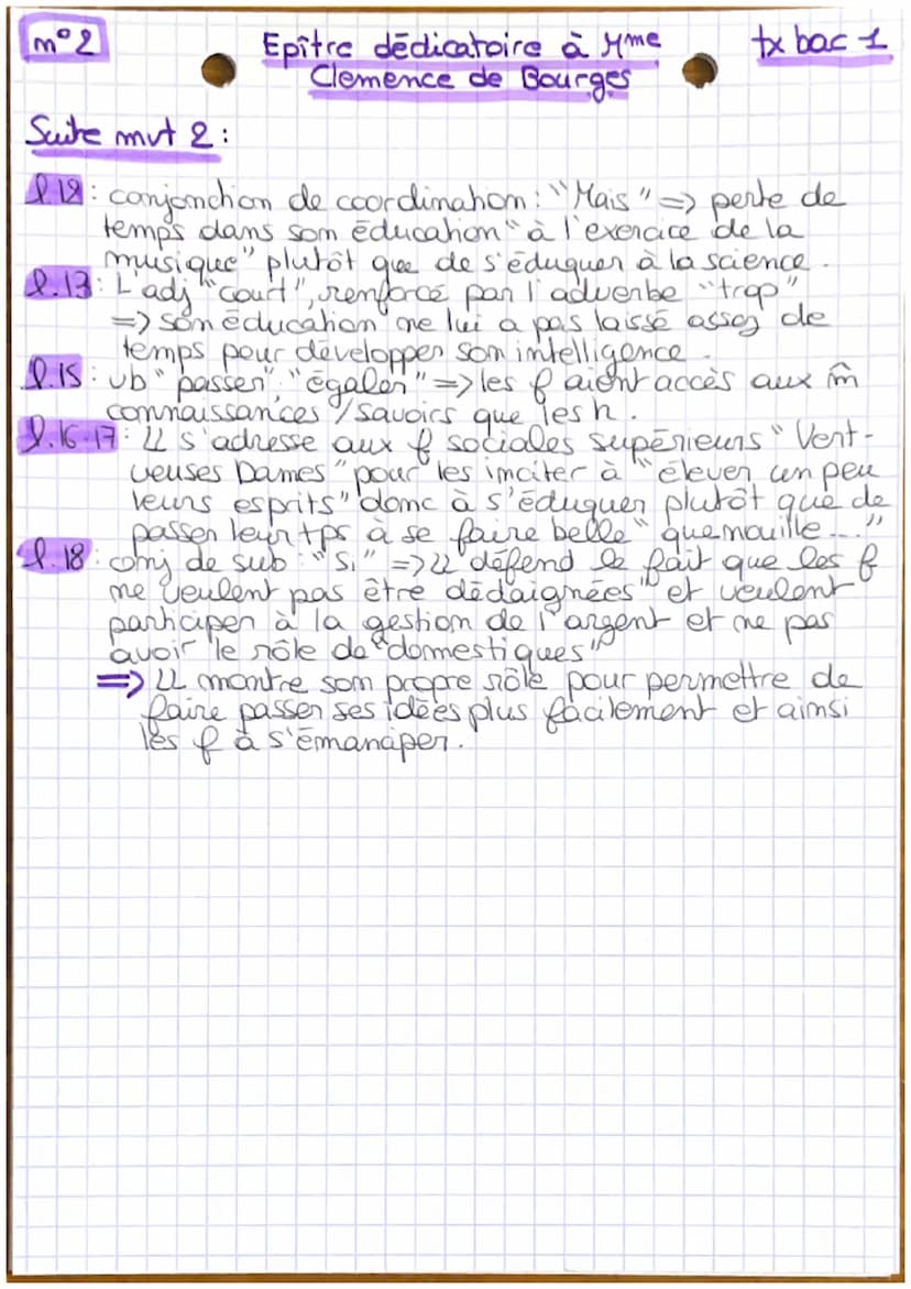 mº1
Epître dedicataire à y the
Clémence de Bourges 1555
tx bac mº1
INTRO: Louise LABE est une écrivaime française principale-
ment commue en