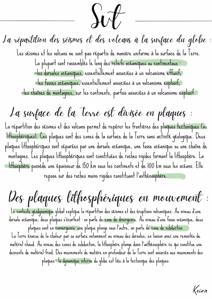 Sut
La dynamique interne du globe
La Terre est composée de plusieurs plaques tectoniques en surface, une
plaque
tectonique est très souvent 