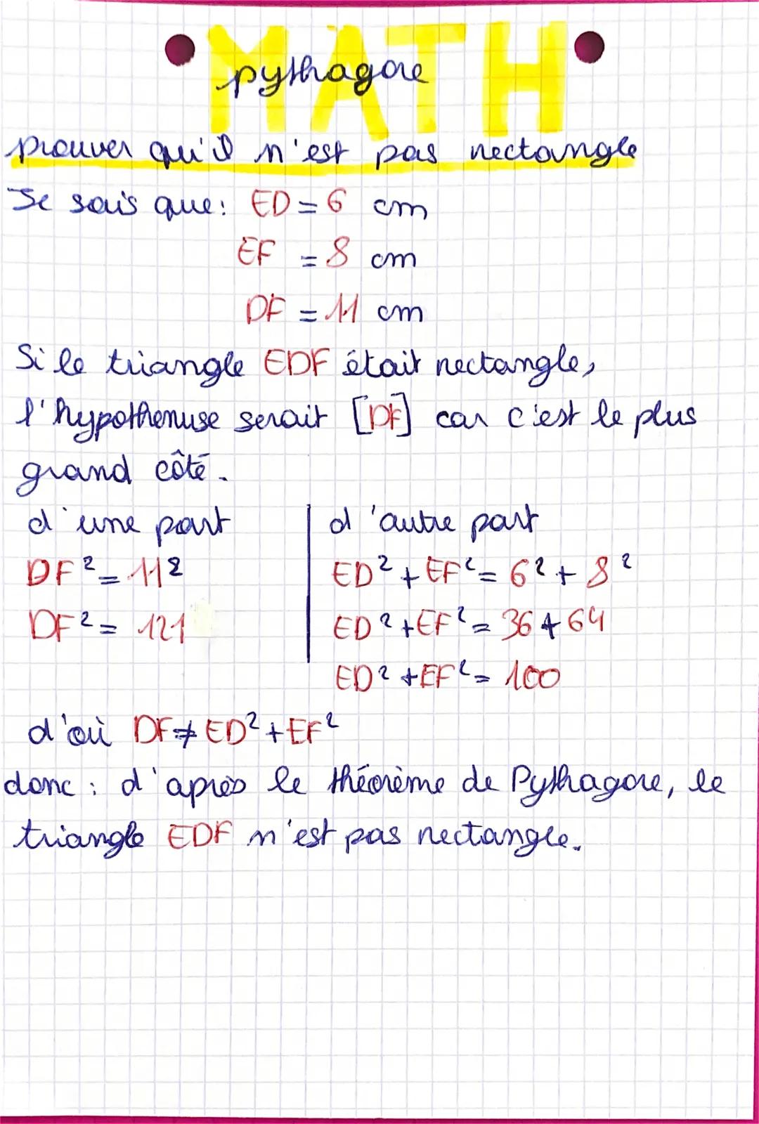 ago H
pythagore
Trouver une longueur:
(I hypothenuse)
Je sais que dans le triangle ABC nectangle en
A, AB = 3 cm et AC
et AC = 41 cm
or: d'a