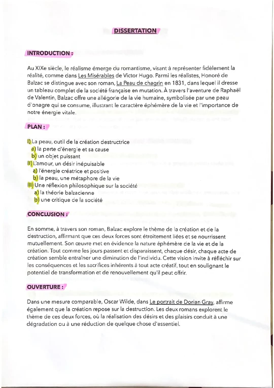 dissertation la peau de chagrin balzac
