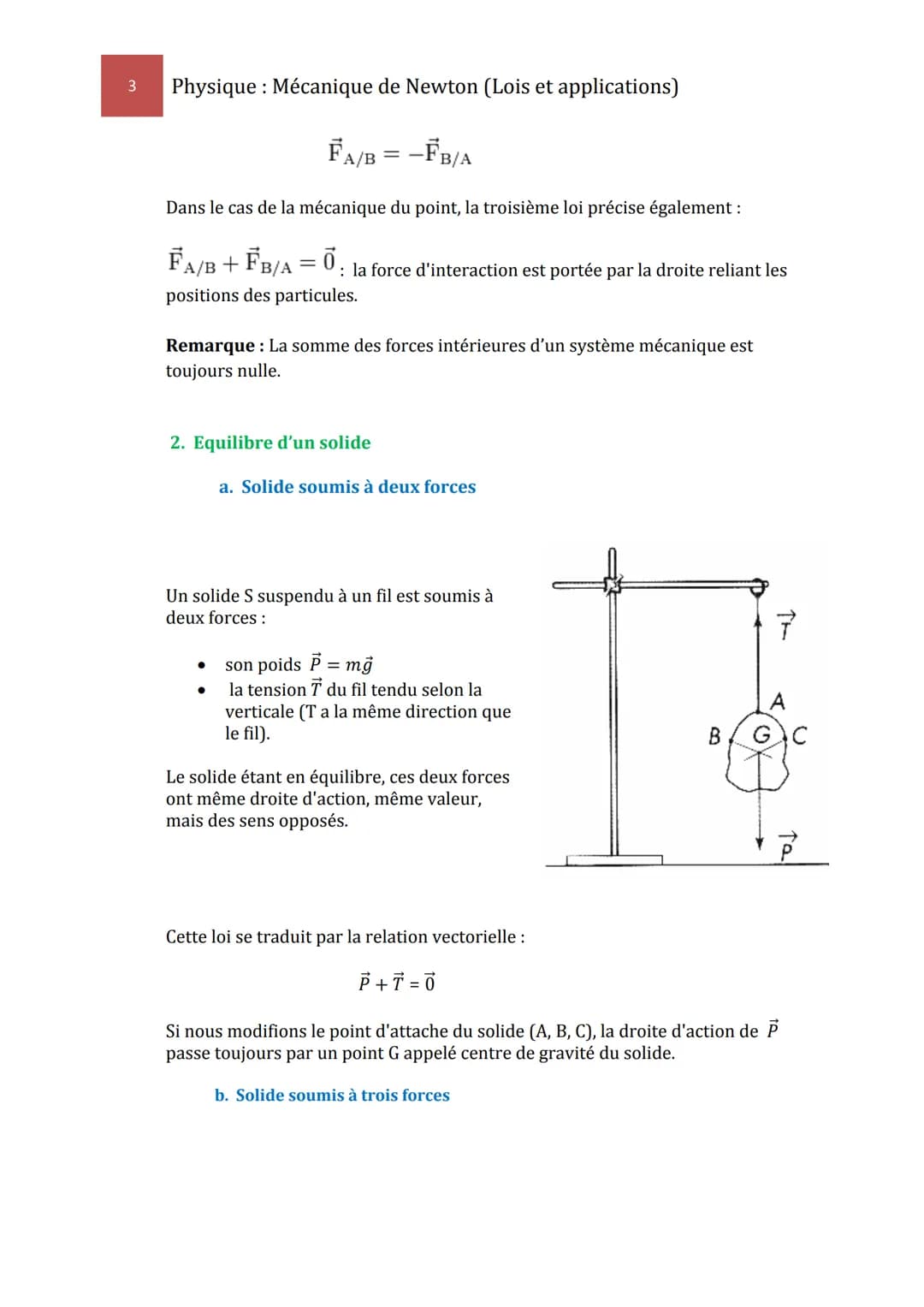 1
I.
Physique : Mécanique de Newton (Lois et applications)
Partie Mécanique
Chapitre III
Mécanique de Newton
Lois et Applications
Lois Fonda