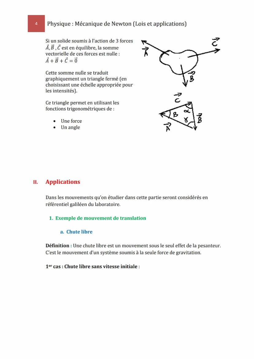 1
I.
Physique : Mécanique de Newton (Lois et applications)
Partie Mécanique
Chapitre III
Mécanique de Newton
Lois et Applications
Lois Fonda