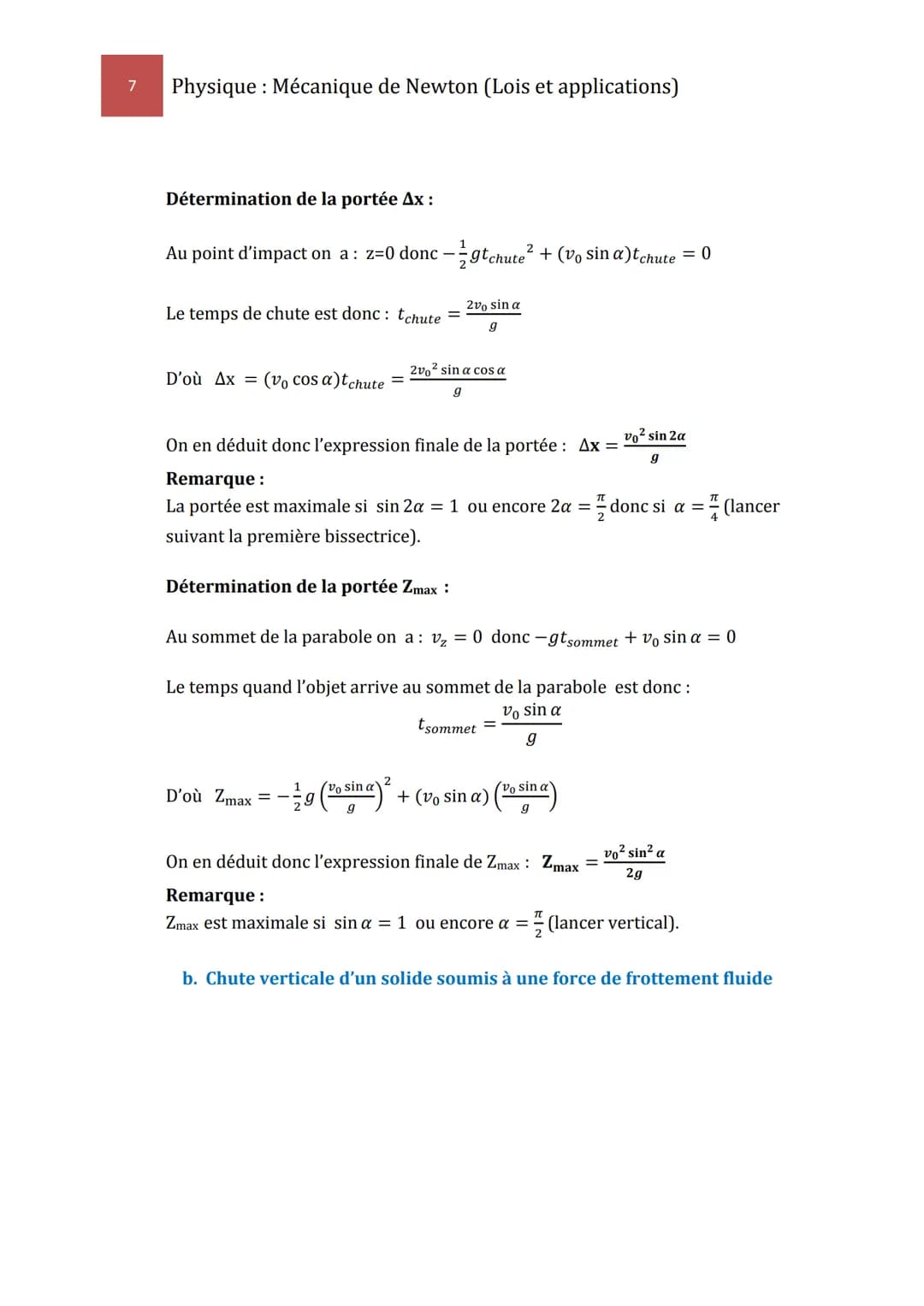 1
I.
Physique : Mécanique de Newton (Lois et applications)
Partie Mécanique
Chapitre III
Mécanique de Newton
Lois et Applications
Lois Fonda