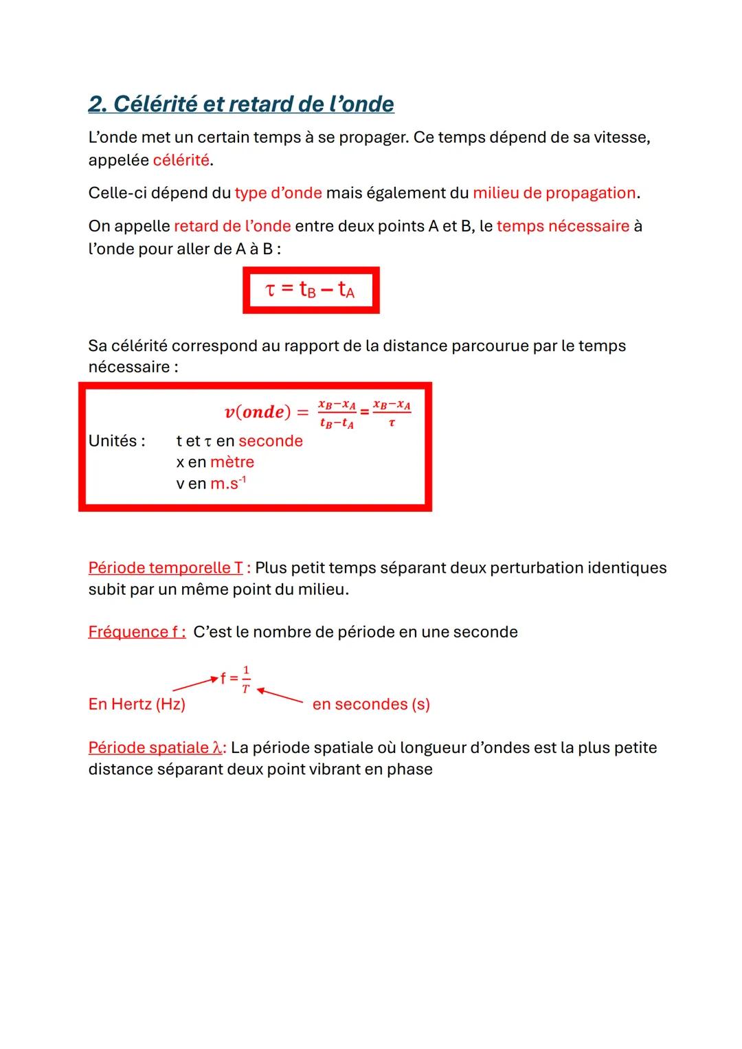Les Ondes et Signaux
1. Définitions
Onde mécanique : Une onde mécanique progressive est le phénomène de
propagation d'une perturbation dans 
