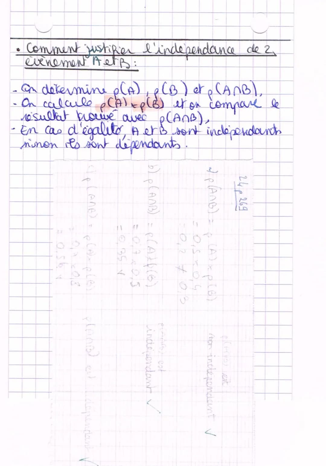 Probabilites
1. Loi de probabilite's won le cours on)
2. Intersection de 2 evenements
(ensemble des eventualités qui sont en même temps dans