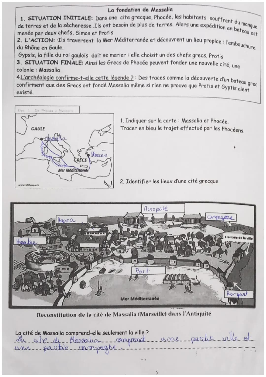 Le monde des cités grecques
Comment est organisé le monde des Grecs?
1 Quels sont la nature et le thème
du document 1?
C'est une reconstitut