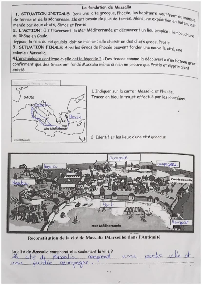 Le monde des cités grecques
Comment est organisé le monde des Grecs?
1 Quels sont la nature et le thème
du document 1?
C'est une reconstitut