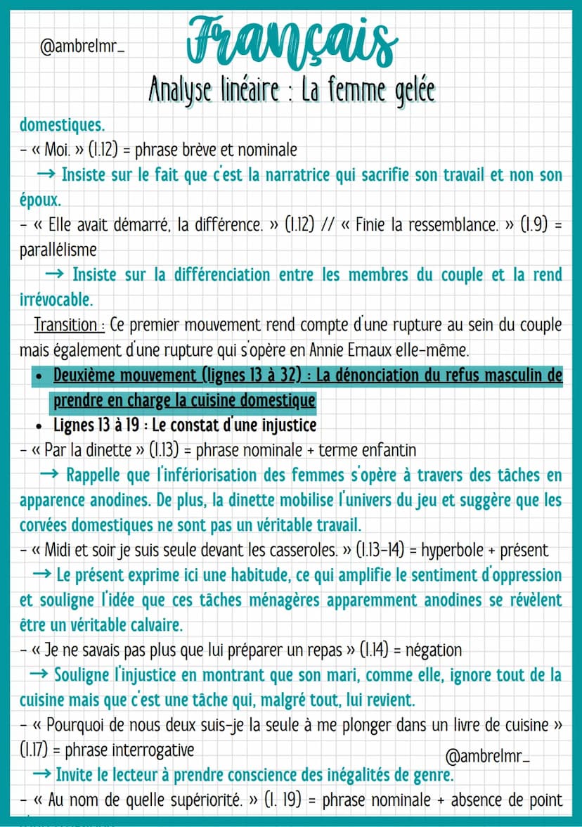 @ambrelmr_
Français
Analyse linéaire: La femme gelée
INTRODUCTION
Présentation du texte :
→ Auteur : Annie Ernaux est une écrivaine du XXIe 