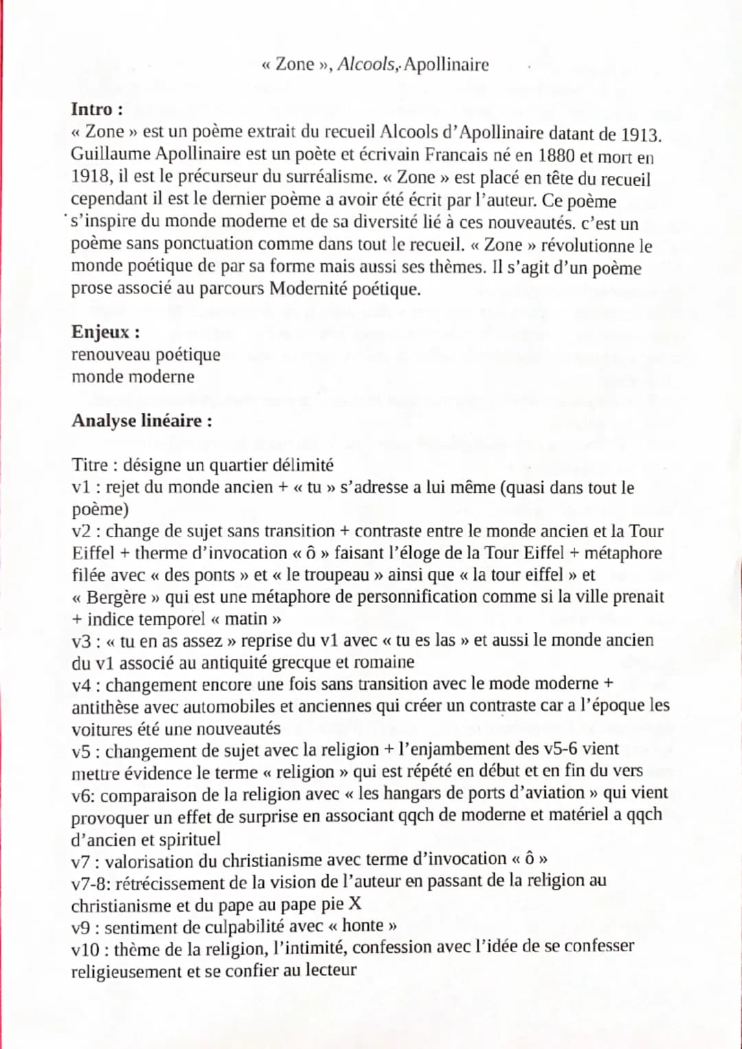 << Zone »>, Alcools, Apollinaire
Intro :
<< Zone » est un poème extrait du recueil Alcools d'Apollinaire datant de 1913.
Guillaume Apollinai