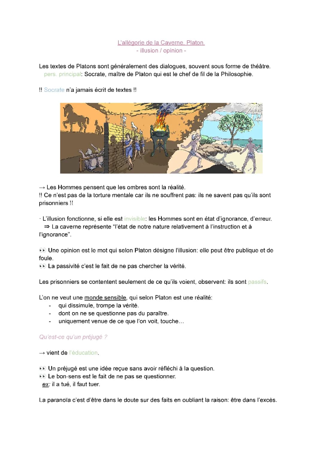 Explication de l'Allégorie de la Caverne de Platon PDF - Mythe, Texte et Résumé