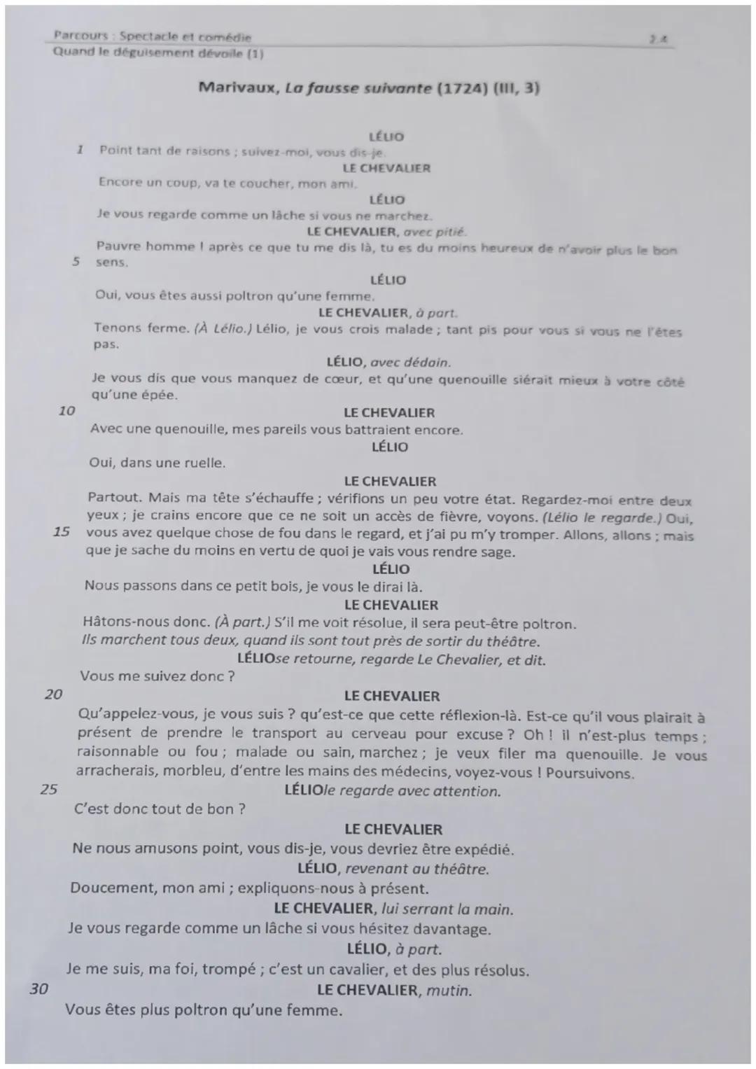 Analyse linéaire de la fausse suivante 