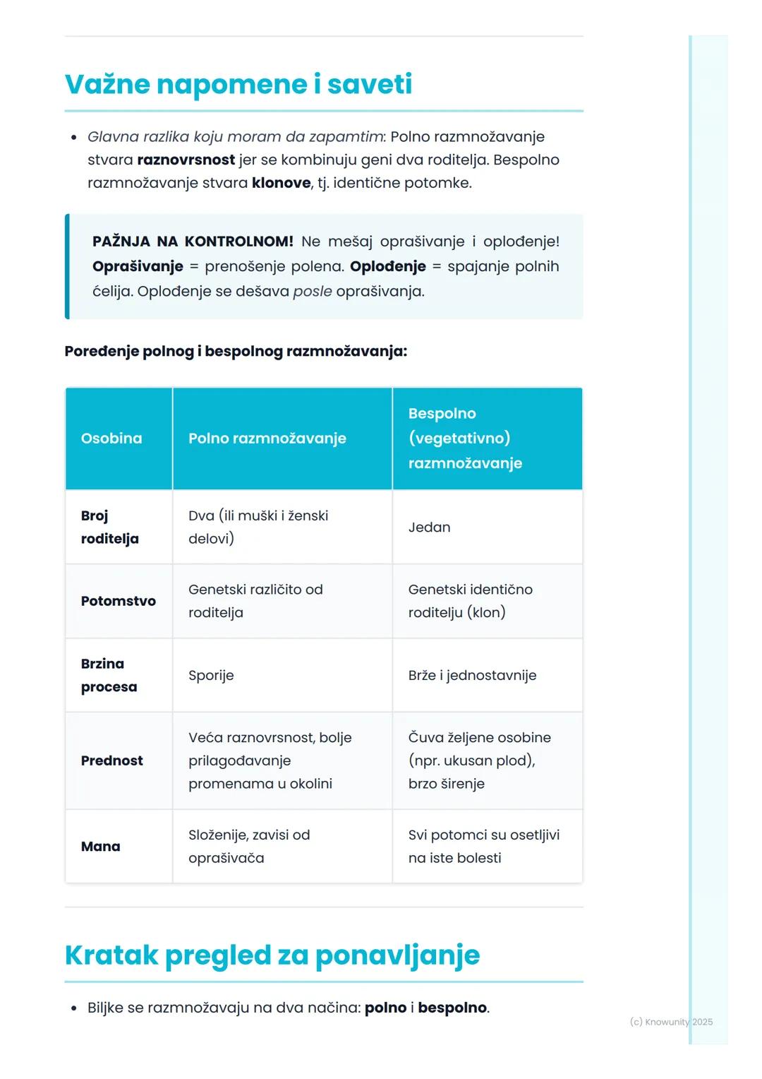 # Razmnožavanje biljaka

## Uvod u razmnožavanje biljaka

Razmnožavanje je jedna od osnovnih odlika svih živih bića, pa i biljaka. 
To je pr