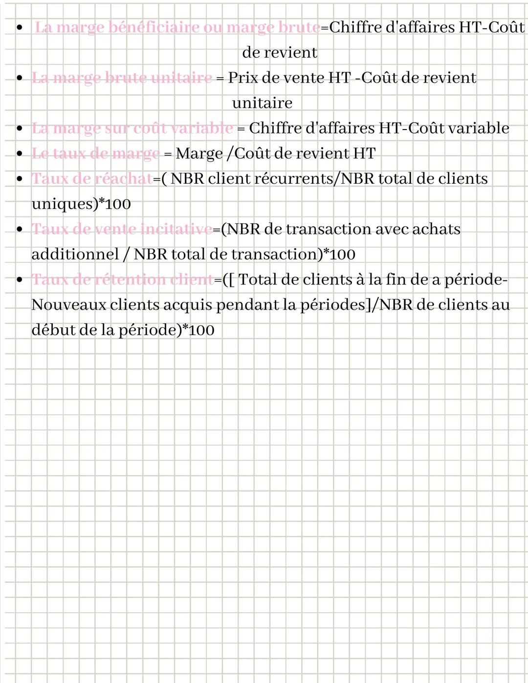 --- OCR Start ---
SDGN
•PVHT=Cout de revient unitaire+ Marge brute souhaitée
•PVHT=PVTTC/(1+Taux TVA)
• PVTTC=PVHT *(1+Taux TVA)
OU
• Patrim
