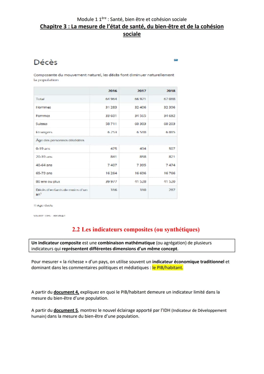 Module 1 1ère: Santé, bien être et cohésion sociale
Chapitre 3 : La mesure de l'état de santé, du bien-être et de la cohésion
sociale
Conten