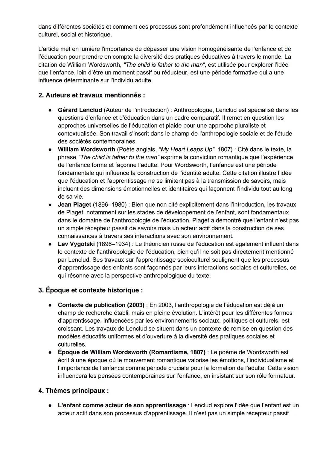 --- OCR Start ---
Anthropologie de l'éducation
1. Introduction à l'anthropologie de l'éducation
1. Définition des termes clés :
• Anthropolo