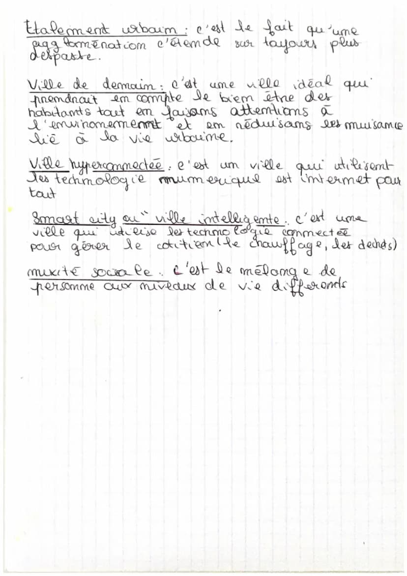 geographie
definition
Unbamisation, c'est um processus que designe à
la foi la croissance demographique et la croiss-
amce spatiale des vill