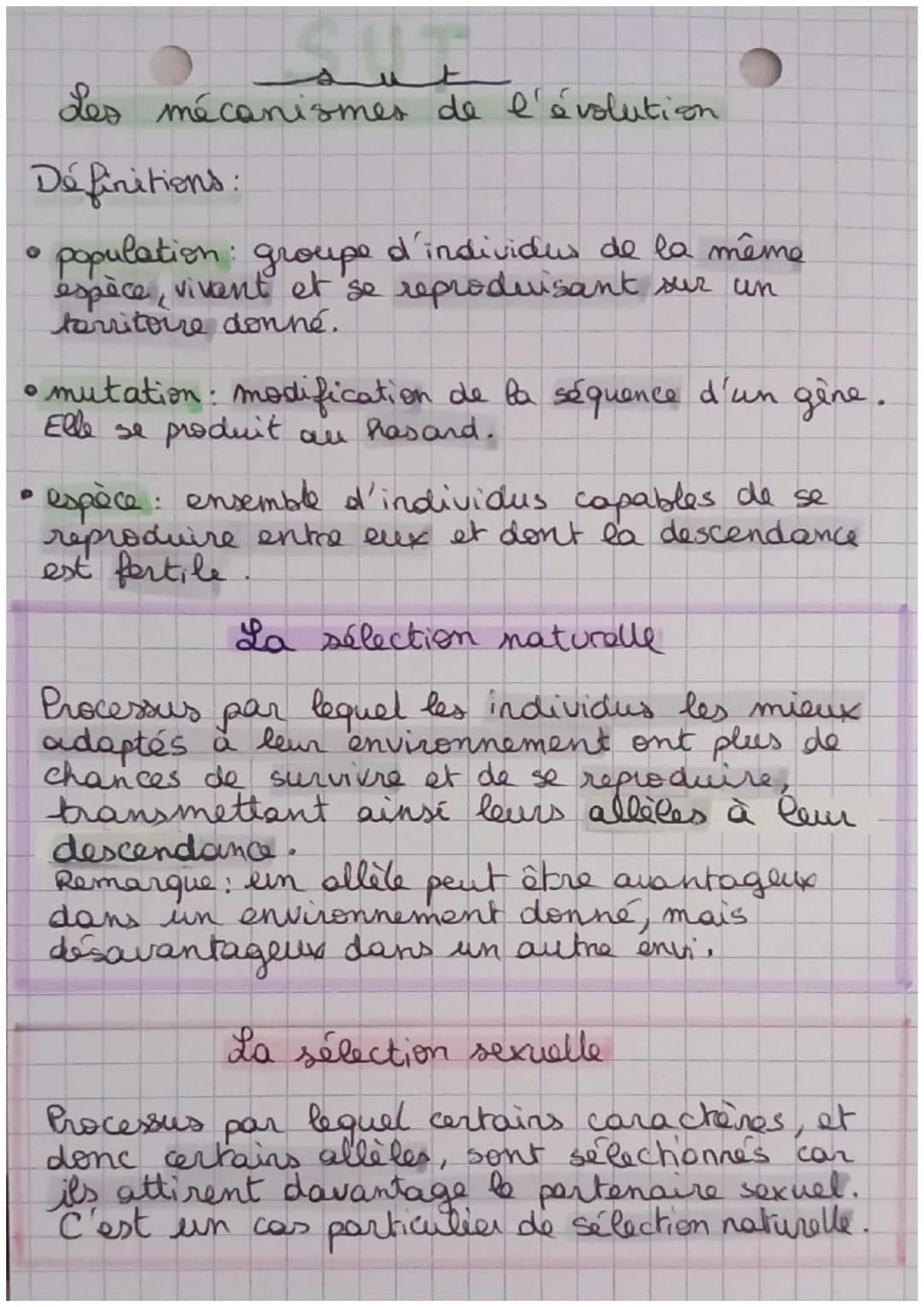 Définitions:
population groupe d'individus de la même
espèce, vivent et se reproduisant sur un
territoire donné.
●
L
s
Les mécanismes de l'é