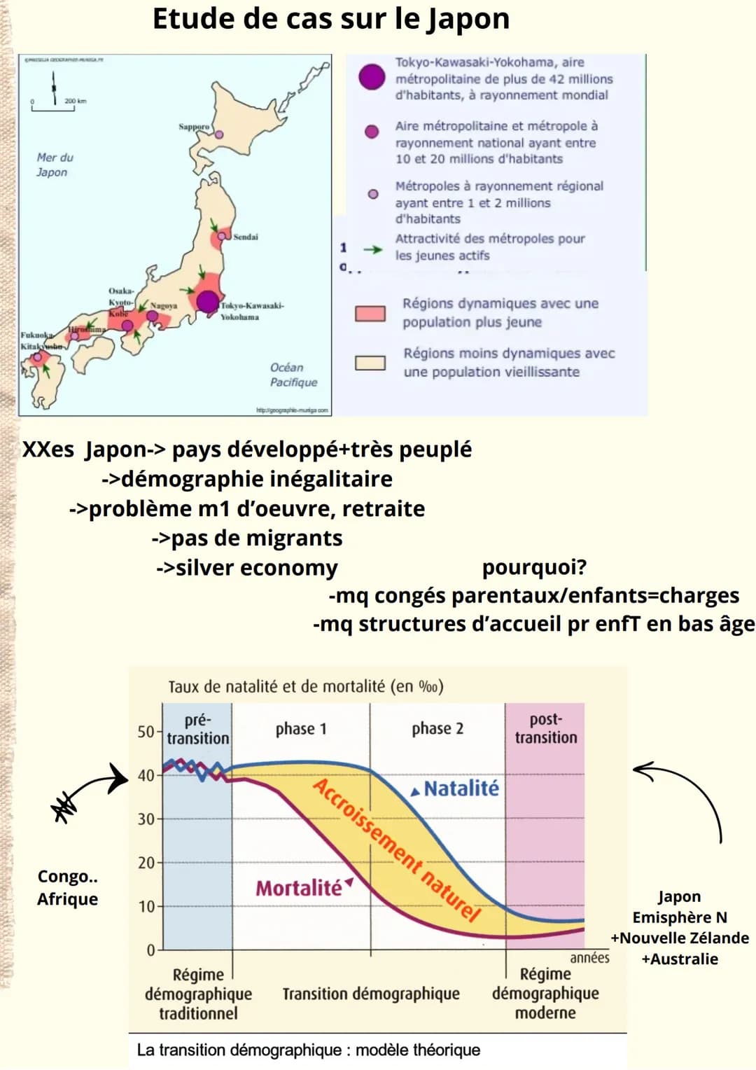 géographie
Notions
Démographie :l'étude del a populatº. Cette science étudie notamment les
variatº de la populatº dans et entre les territoi