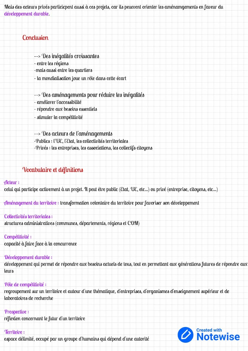 THEME 2: Pourquoi et comment aménager le territoire ?
Aménager pour réduire les
inégalités
Comment les aménagements peuvent-ils réduire les 