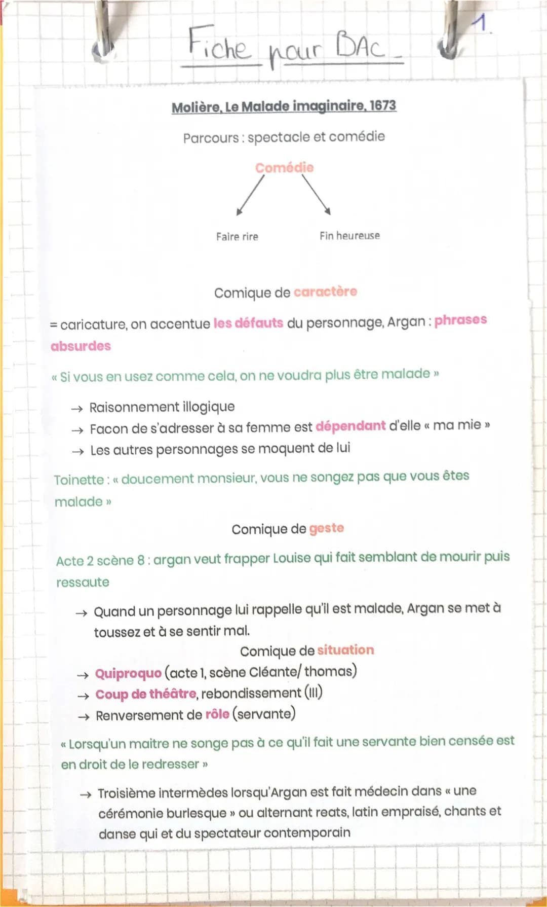Dissertation Le Malade Imaginaire corrigé PDF - Introduction et Plan pour le Bac de Français