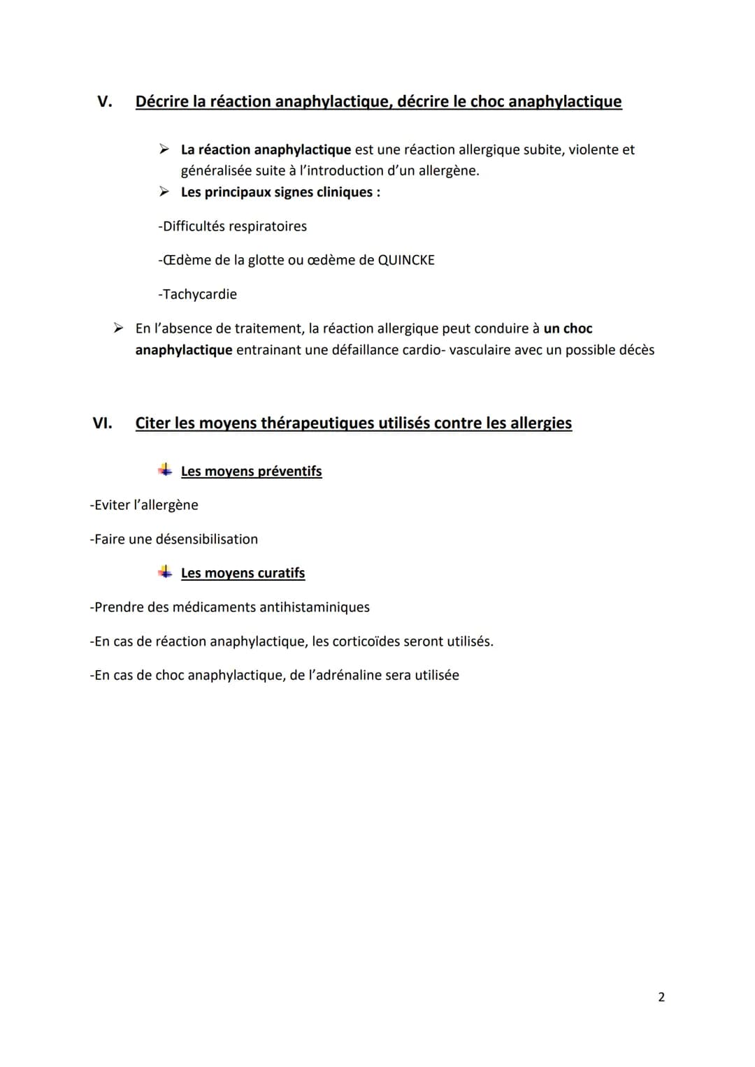 I. Définir une allergie
L'allergie est une réponse exagérée (ou hypersensibilité, dérèglement) du système
immunitaire suite à un contact ave