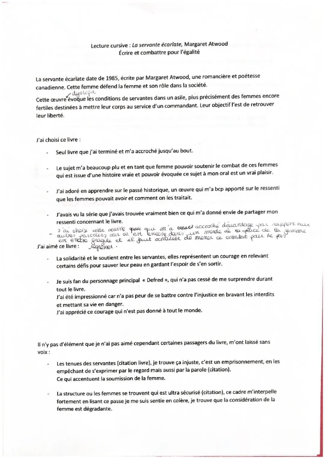 Lecture cursive: La servante écarlate, Margaret Atwood
Écrire et combattre pour l'égalité
La servante écarlate date de 1985, écrite par Marg