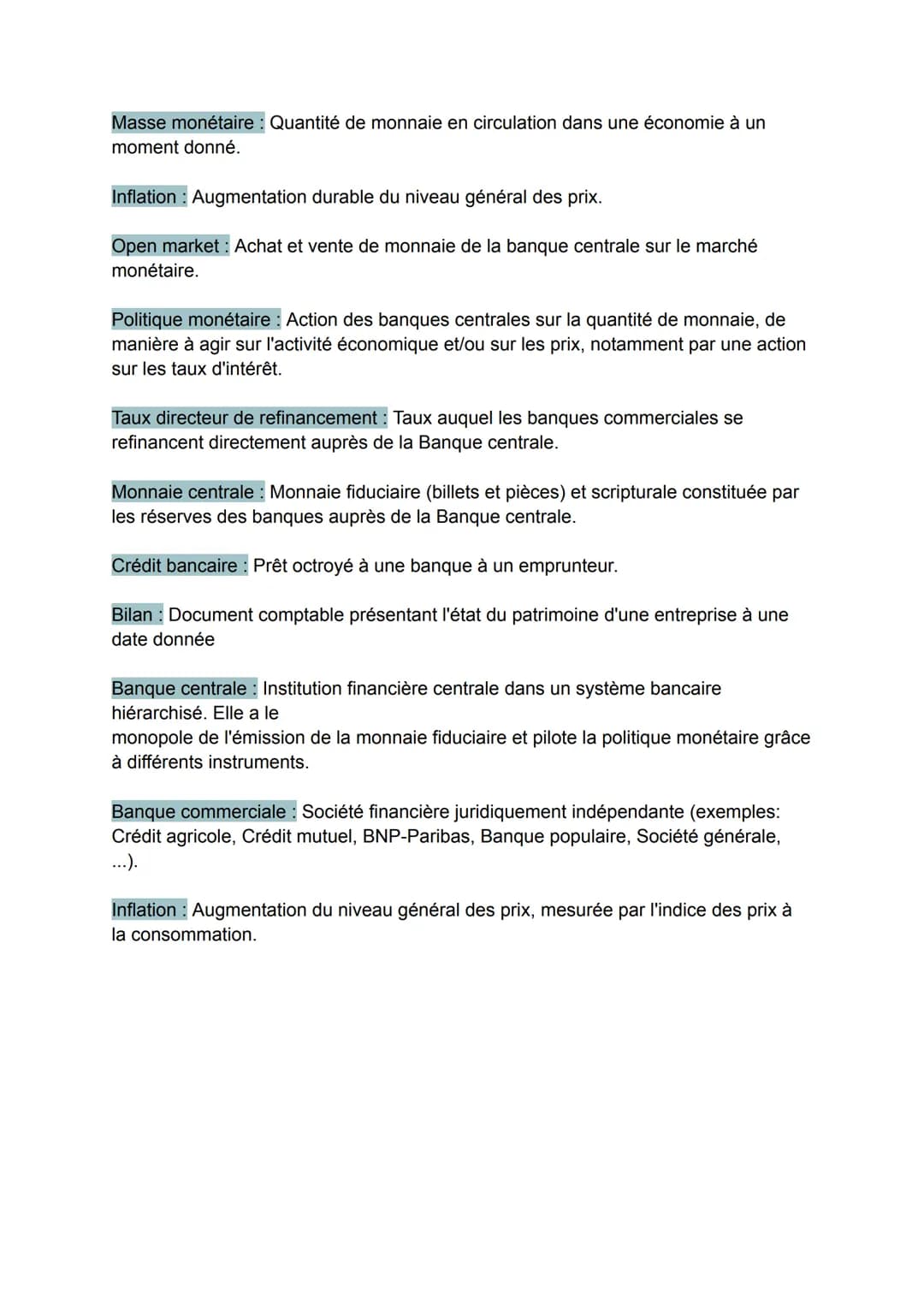 Qu'est ce que la monnaie et comment est-elle créée ?
Lexique
Banque Établissement qui reçoit des dépôts du public, gère des moyens de
paieme
