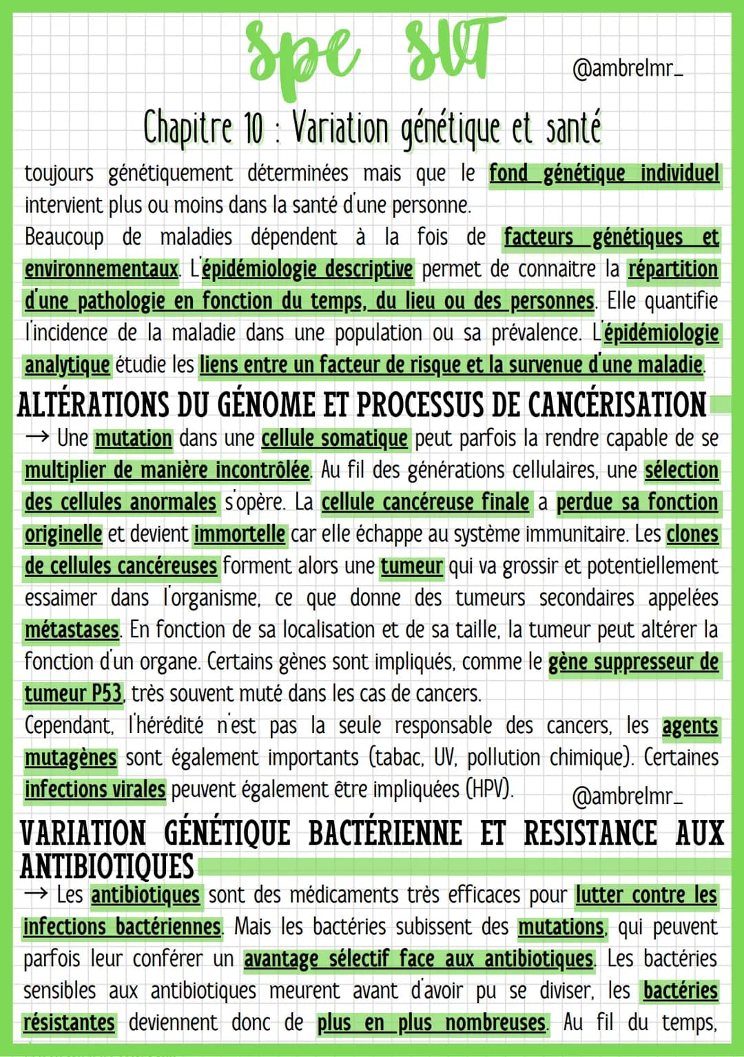 spe sit
SUT
@ambrelmr_
Chapitre 10 Variation génétique et santé
MUTATIONS, PATRIMOINE GÉNÉTIQUE ET SANTÉ
●
La mucoviscidose, un exemple de m