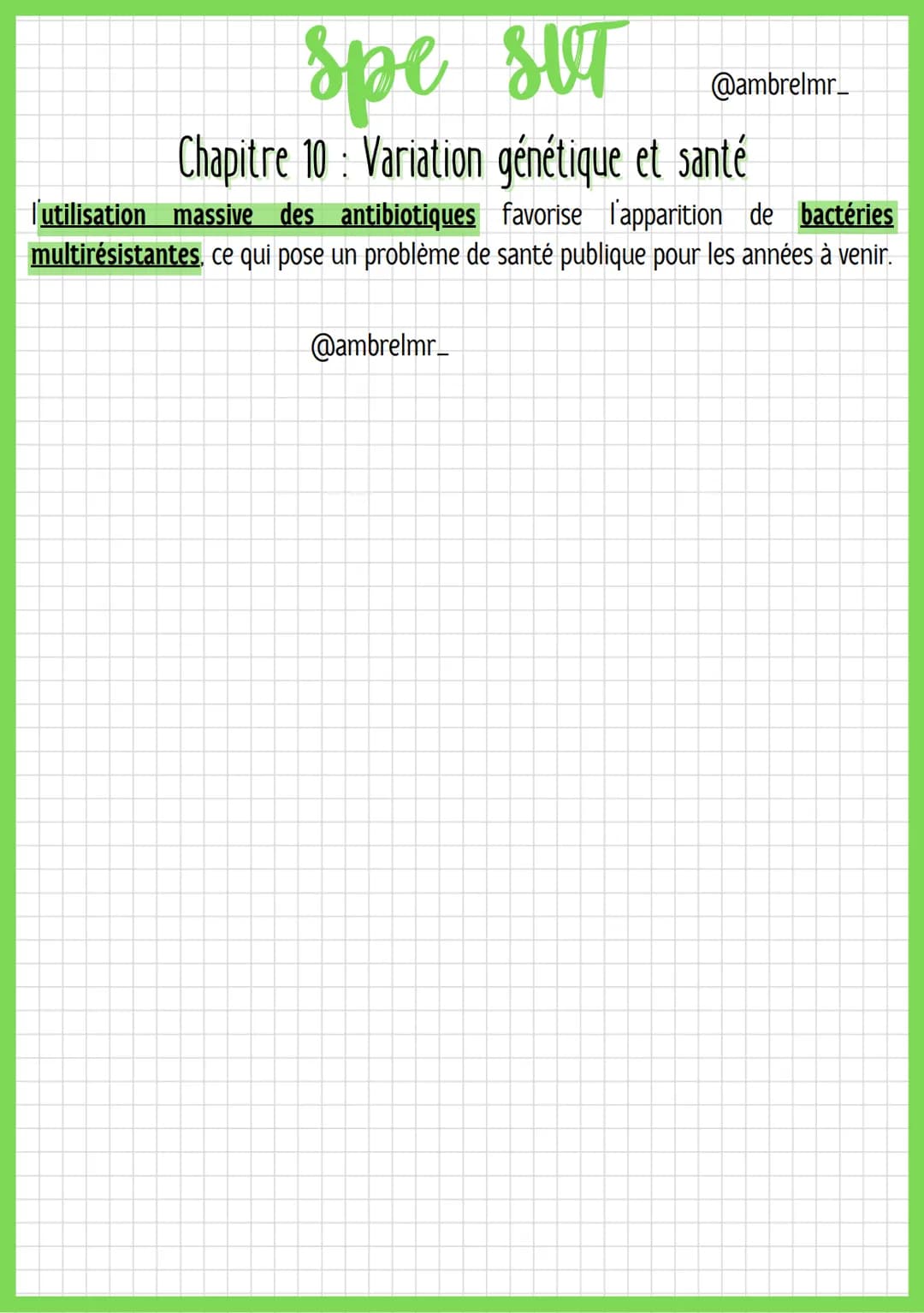 spe sit
SUT
@ambrelmr_
Chapitre 10 Variation génétique et santé
MUTATIONS, PATRIMOINE GÉNÉTIQUE ET SANTÉ
●
La mucoviscidose, un exemple de m