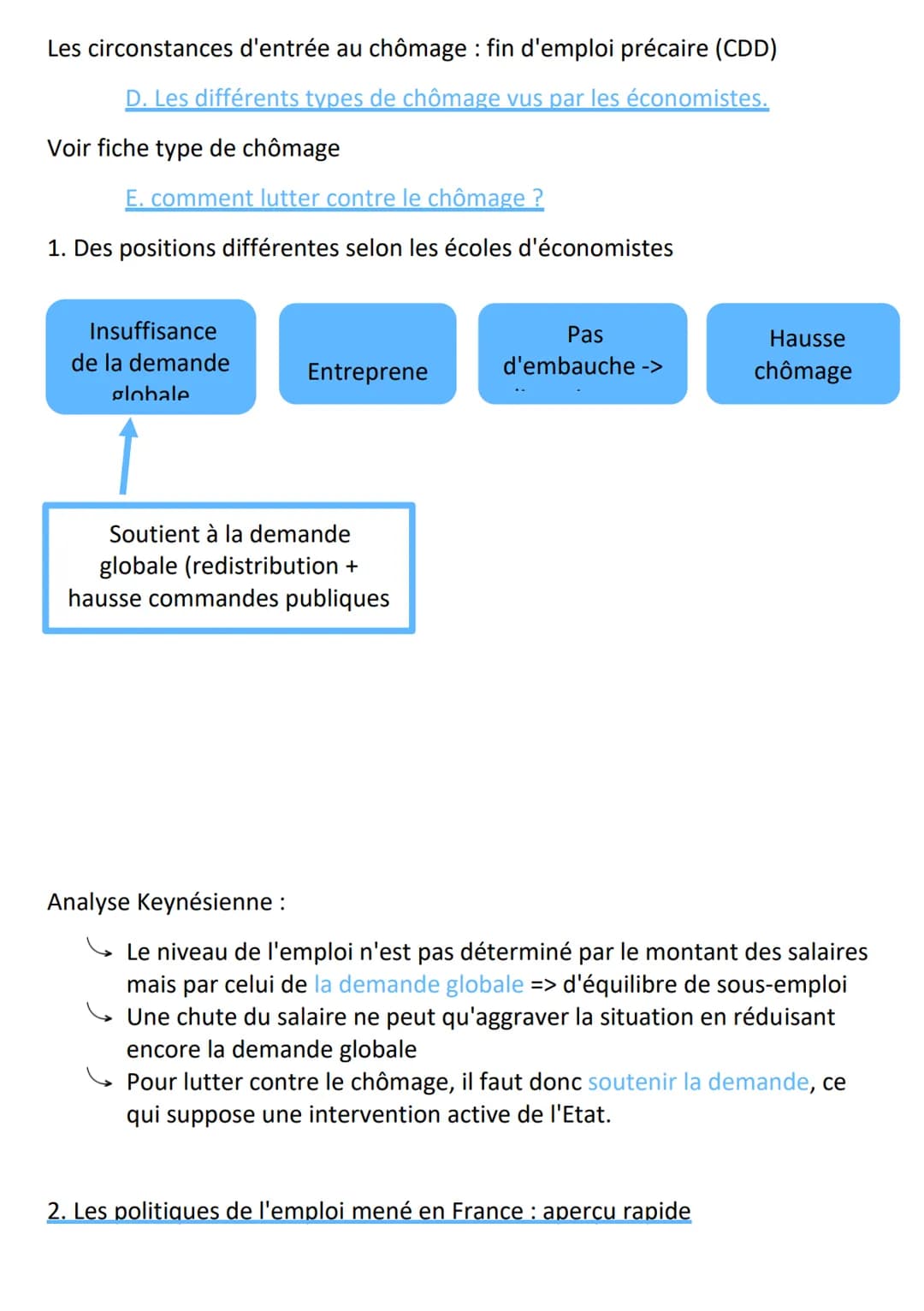 Chapitre 4 : le chômage
2. Dans la théorie néo-classique, le mauvais fonctionnement de ce marché
provient de la présence de rigidités
Néo-cl