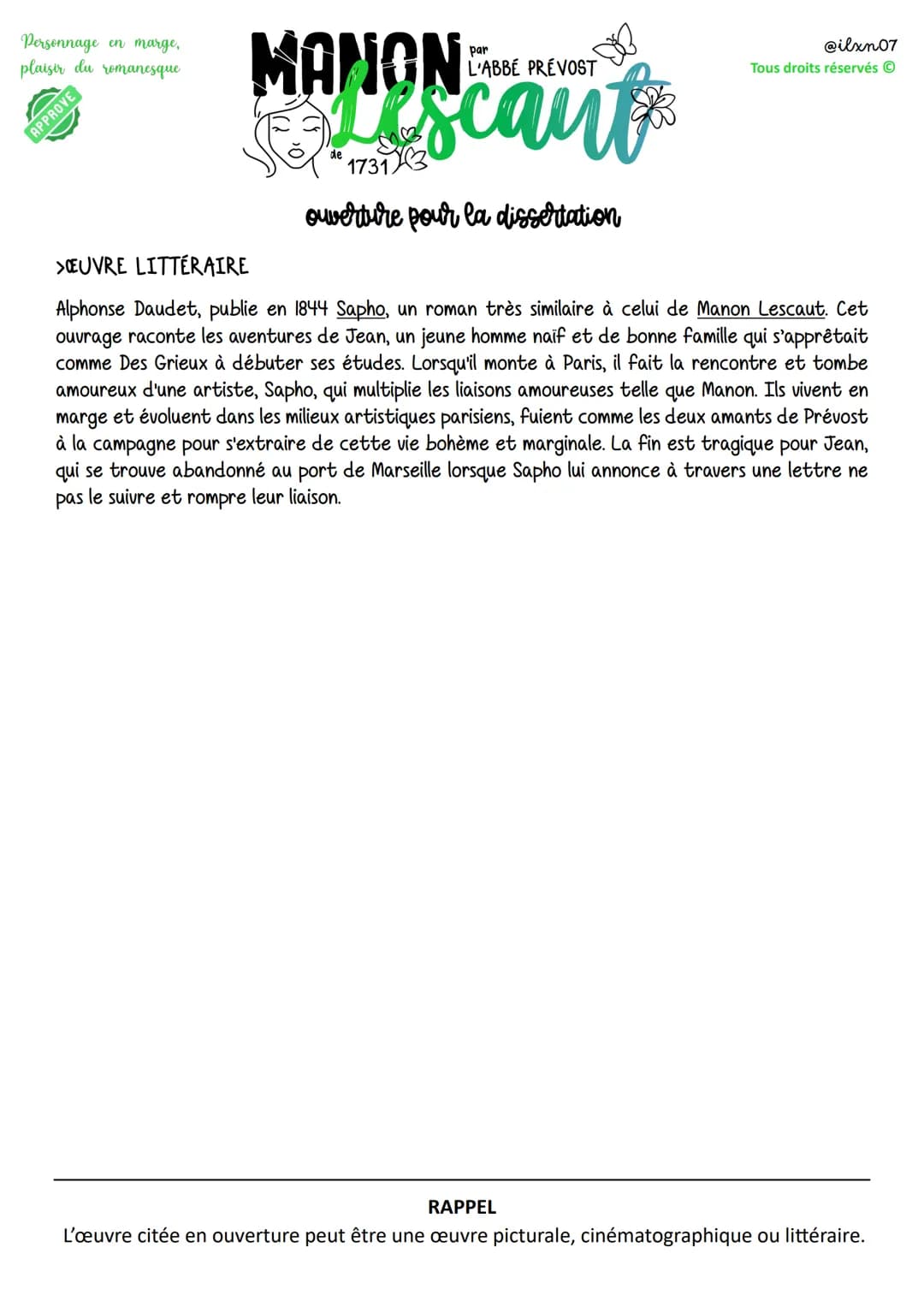 Personnage en marge,
plaisir du romanesque
APPROVE
MANON
par
@ilxn07
L'ABBÉ PRÉVOST
Tous droits réservés O
Liscant
17313
ouverture pour la d