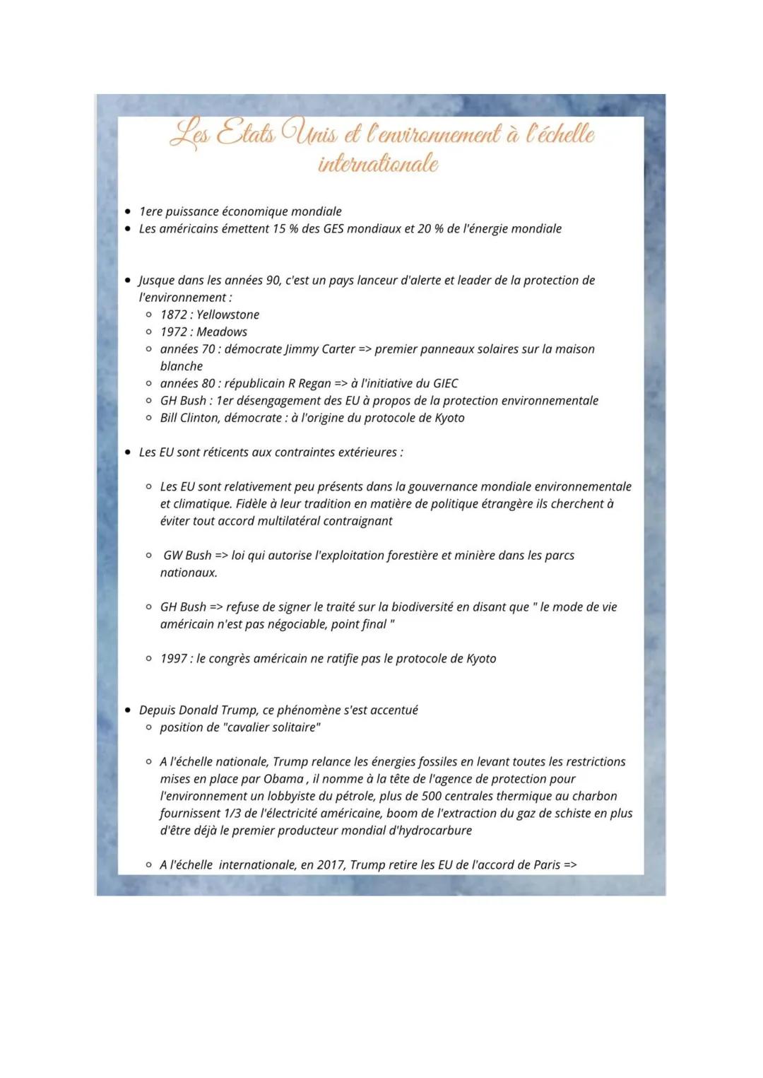 Les Etats-Unis et la
question environnementale
tensions et rivalités Les Etats-Unis et la question environnementale :
tensions et contrastes