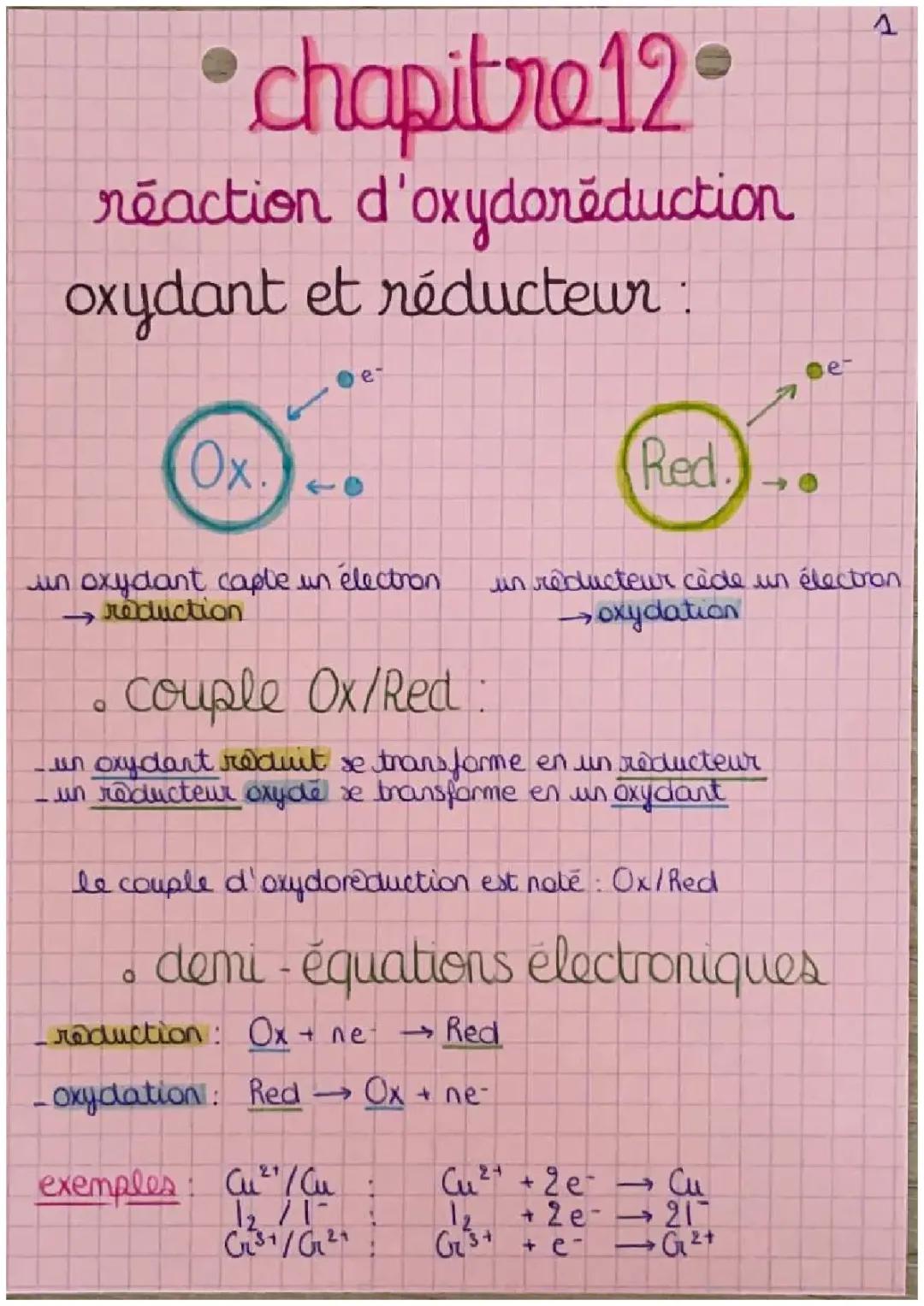 Amuse-toi avec l'Oxydoréduction! Cours et Exercices Corrigés en PDF