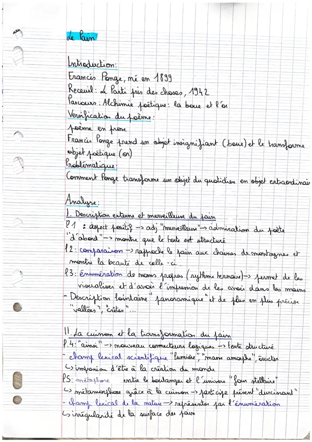 1
Le Pain
Introduction:
Francis Ponge, né en 1899.
Recevil: Le Parti pris des choses, 1942
Parcours : Alchimie poétique: la boue et l'as
Ver