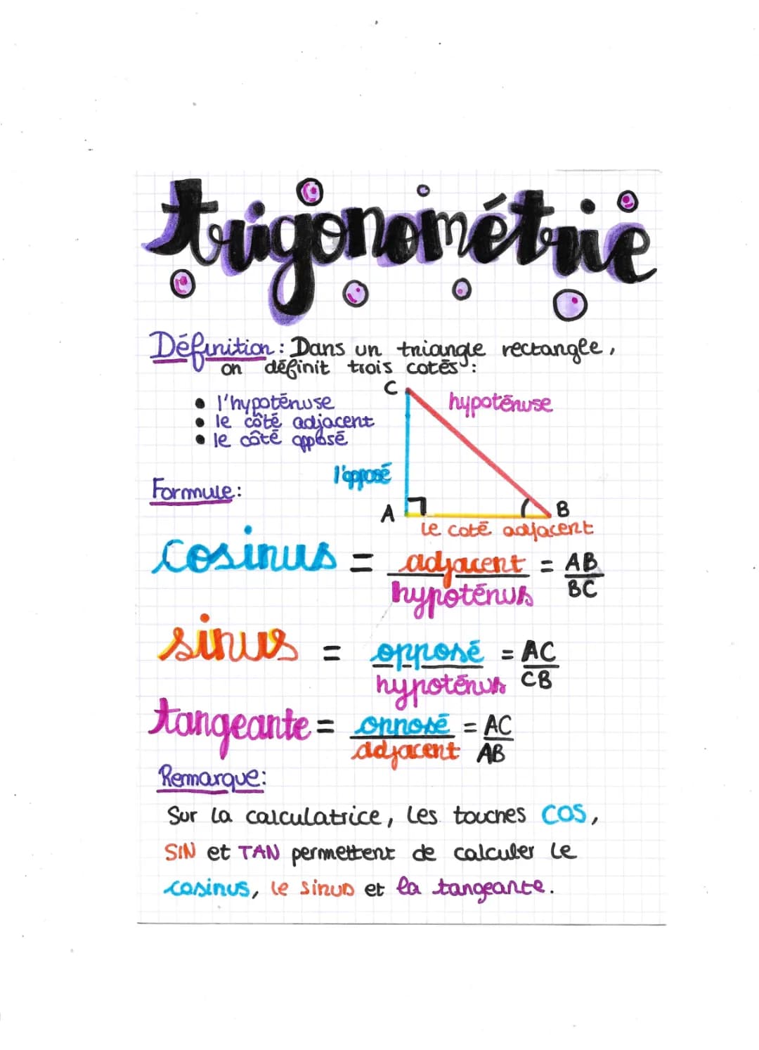 Trigonométrie Triangle Rectangle : Sinus, Cosinus, Tangente et Exercices Corrigés