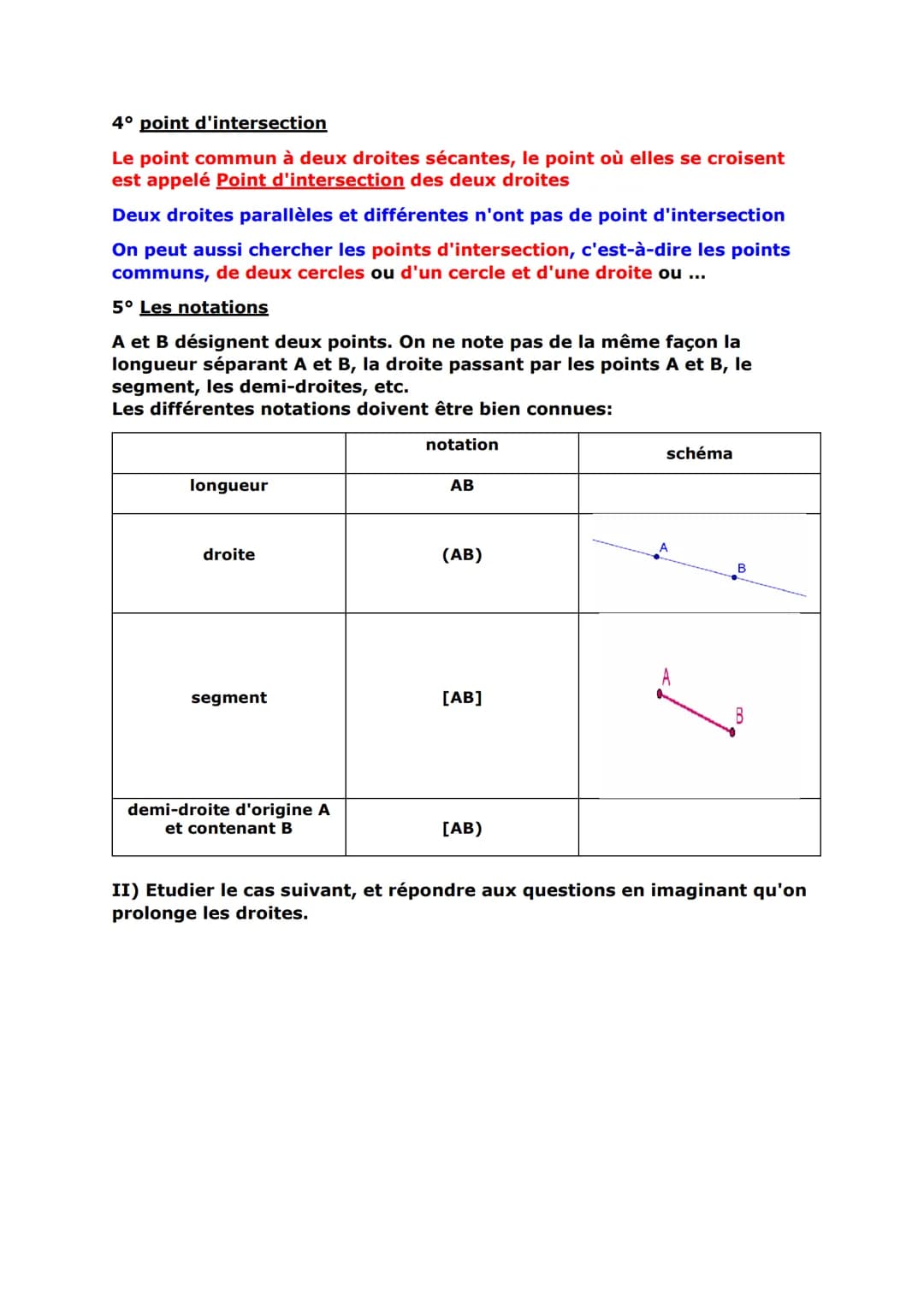 Bilan: Géométrie.
I: Les droites
1. Les droites parallèles
Deux droites sont parallèles entre elles lorsqu'elles ne se croisent
jamais, même