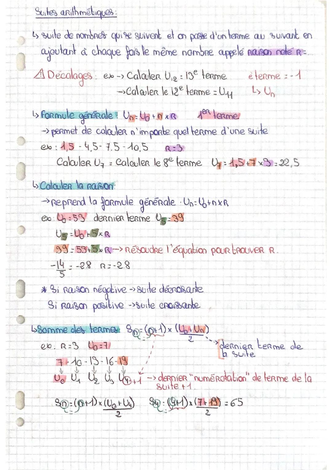 1re: cours suites arithmétiques et géométriques 