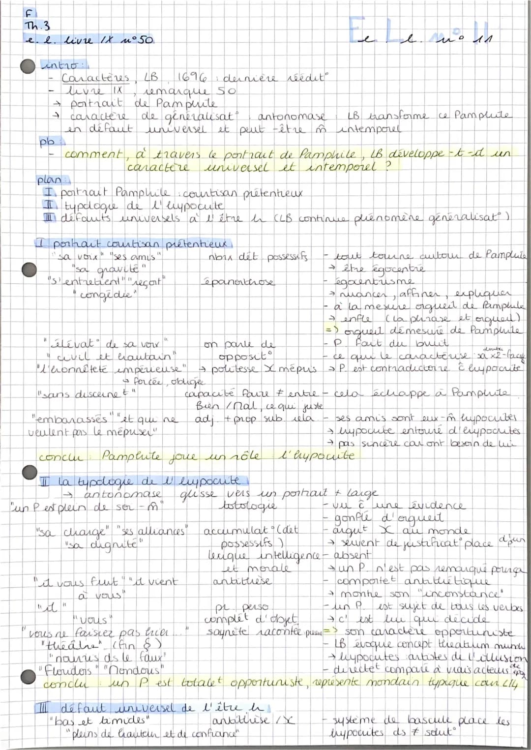 Analyse du Portrait de Pamphile dans Les Caractères de La Bruyère