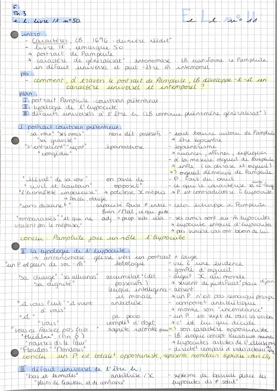 
<p>Dans le livre IX, numéro 50, La Bruyère présente le portrait de Pamphile, un courtisan prétentieux. À travers ce portrait, il développe 