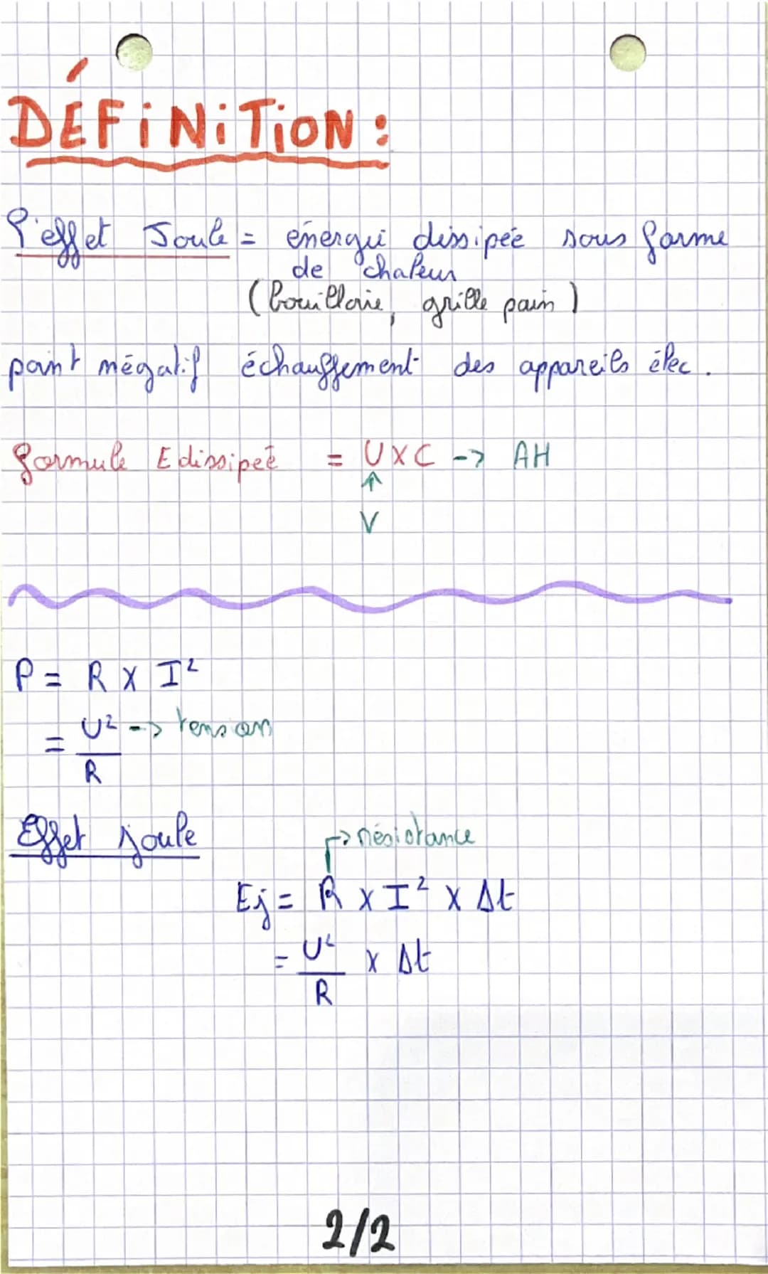 PHYSIQUE
Energie électrique.
Formules
WATT
PA
puissance électrique :
P = UXI
↳ V
energie électrique : E = PXAt->s
J =
W
Pai Ohm:
u =RXI -> A