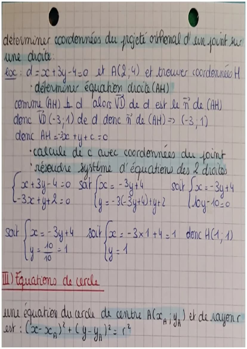 GÉOMÉTRIE REPÉRÉE
I) Rayfels sur les équations de droites
лече дне
maths
vecteurs colinéaires seulement si déterminant
det (u; )=xy' - yx'=0
