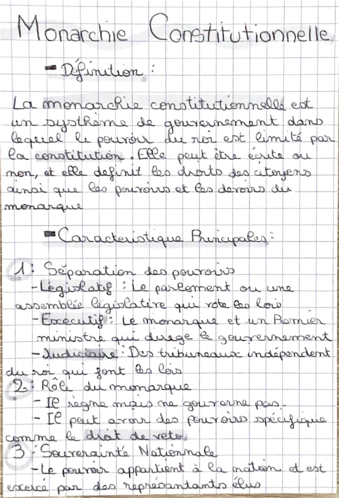 # Monarchie Constitutionnelle.

- Definition:

La monarchie constitutionnelle est
un systhème de gouvernement dans
lequel le pourar de du ro