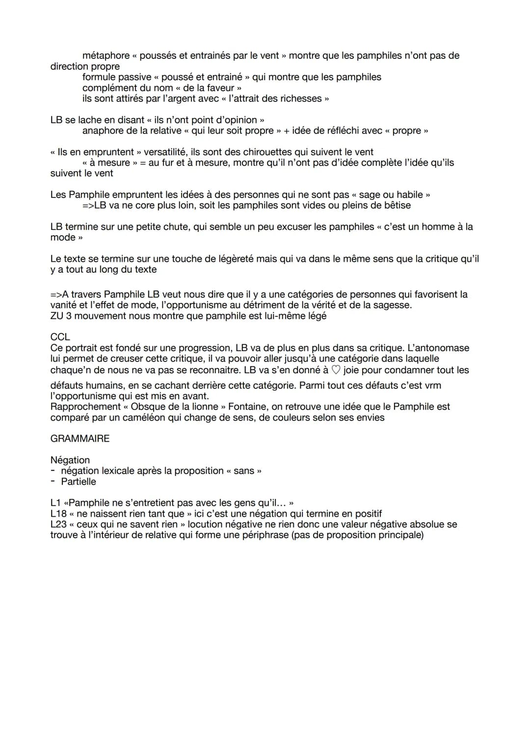INTRO
LB joue sur les variables du mots de Pamphile
Il procédé selon un raisonnement inductif # raisonnement déductif
Lecture linéaire n°3 :