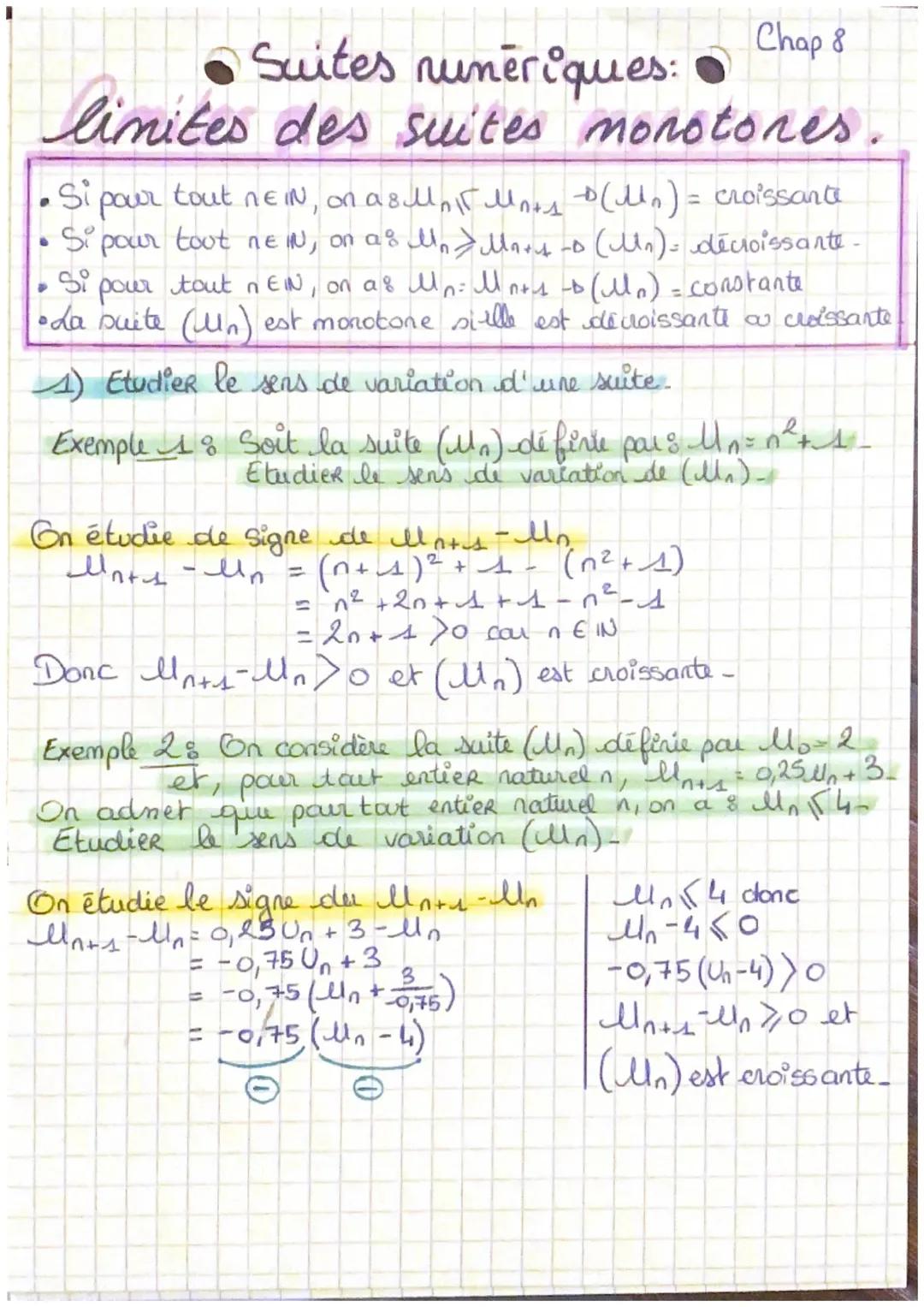 Analyse des Suites Numériques Monotones et Convergence