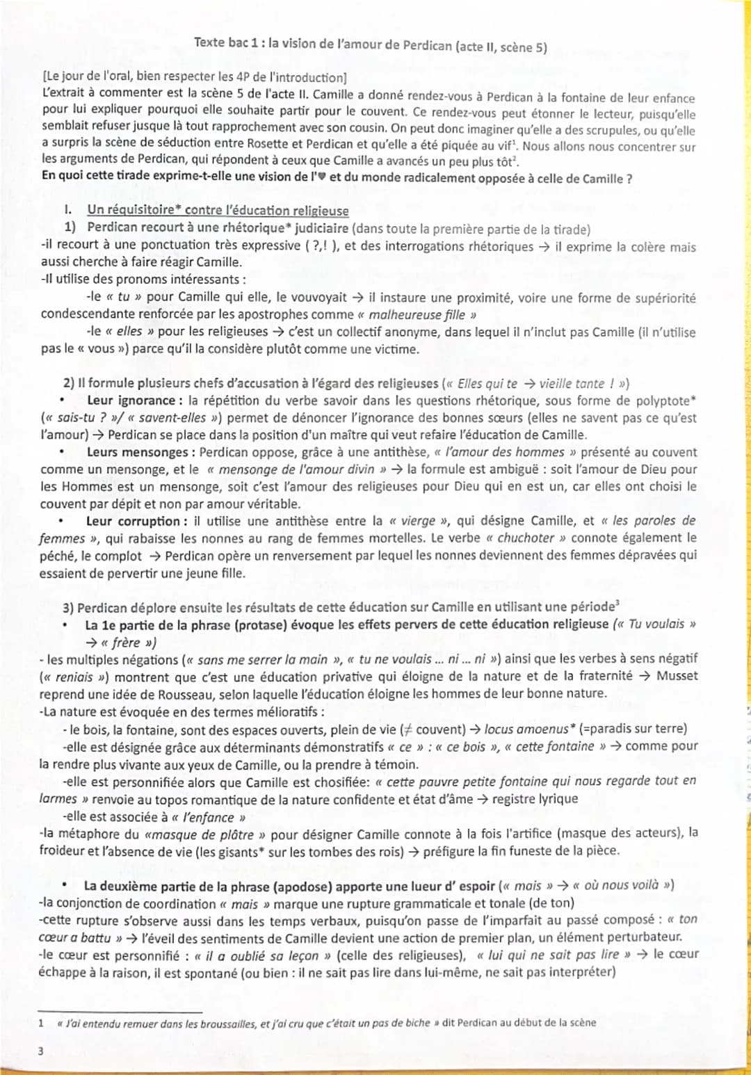 Texte bac 1: la vision de l'amour de Perdican (acte II, scène 5)
[Le jour de l'oral, bien respecter les 4P de l'introduction]
L'extrait à co