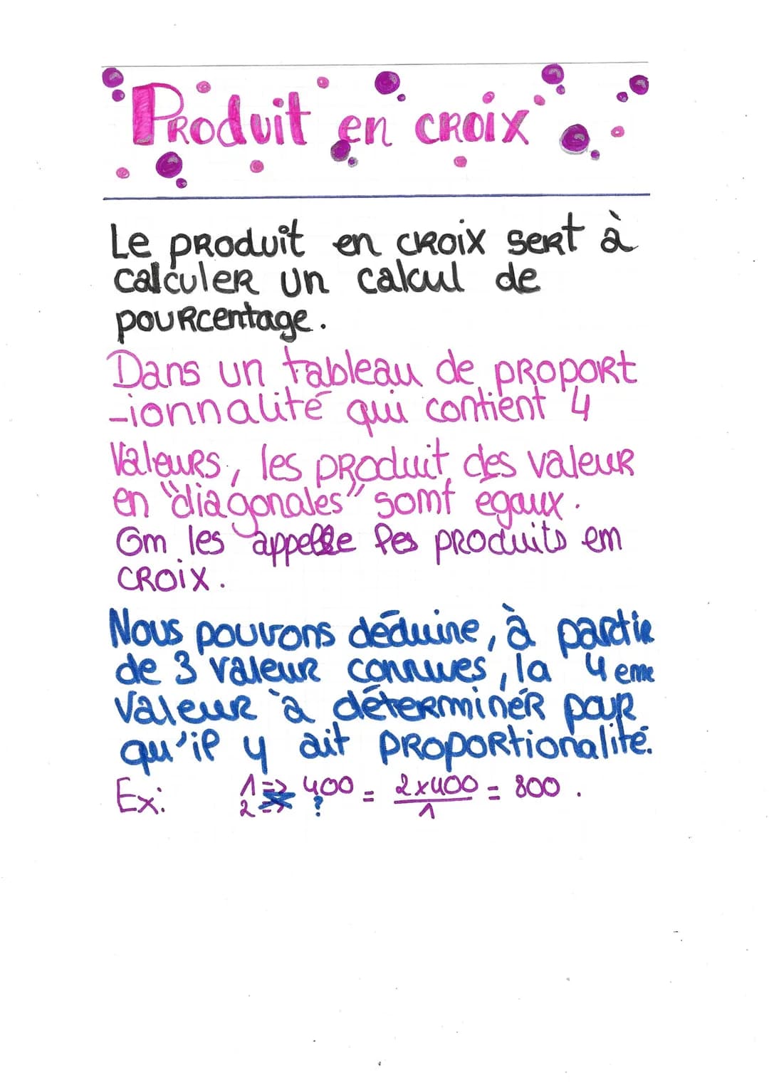 Produit
en
Le produit en croix sert à
calculer un calcul de
pourcentage.
Dans un tableau de proport
-ionnalité qui contient 4
CROIX
Valeurs,