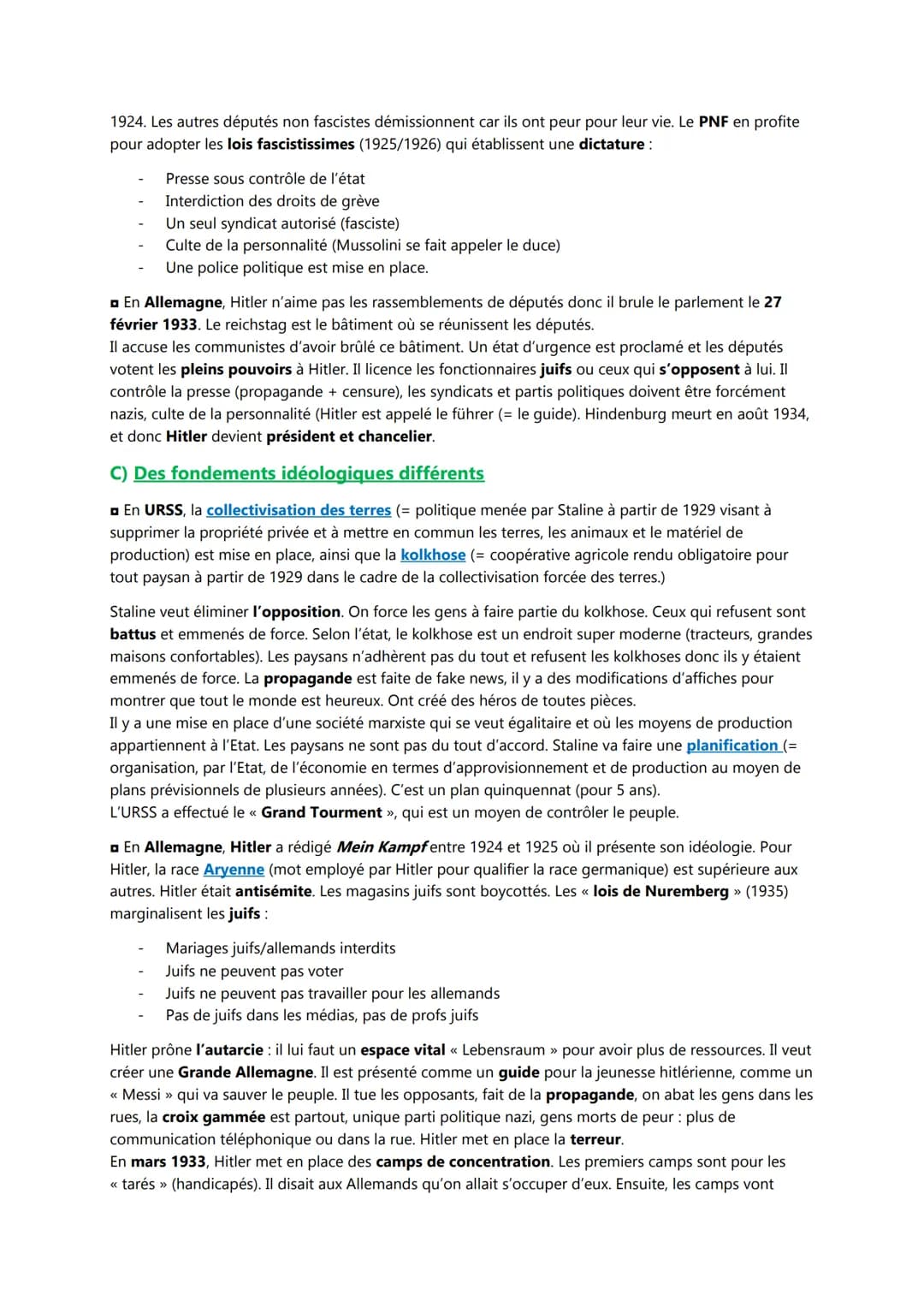 Chapitre II
Les régimes totalitaires
Introduction
La crise de 1929 a permis la mise en place de régimes totalitaires en Europe: Stalinisme e